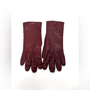 Vintage Leather Gloves – Cashmere & Lambswool Lined – Burgundy